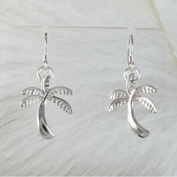 Beautiful Hawaiian Large Palm Tree Earring, Sterling Silver Palm Tree Dangle Earring, E6123 Birthday Mom Mother Gift, Island Jewelry