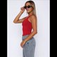 thumbnail image 4 of Camiseta Sin Mangas con Cuello Cuadrado para Mujer, de Doble Capa, Básica, para Entrenamiento de Verano, Informal. Rojo S, 4 of 7