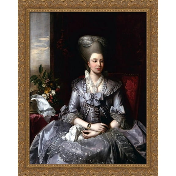 Queen Charlotte 28x34 Large Gold Ornate Wood Framed Canvas Art by Benjamin West