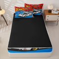 thumbnail image 4 of Castle Fairy Cartoon Racing Car Zipper Full Size Comforter Sets with Fitted Sheet and 2 Pillowcases for Boys,Checkered Flag Design Zipper Bedding Set for Bedroom,Red Yellow,4pcs,Black Reversible, 4 of 6