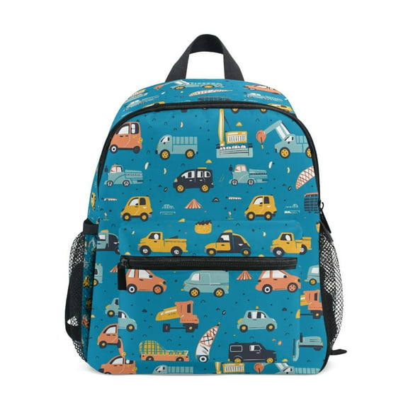ALAZA Cartoon Cars Trucks on Blue School Backpack Small Bookbag Mini Bags