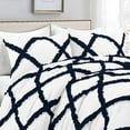 thumbnail image 1 of Dual Tone Diamond Ruffle Duvet Cover 5 Piece Set with Zipper, 400 Thread Count & 100% Egyptian Cotton and Quilts Protector with Pillowcases - White & Navy Blue Solid, Cal King Size., 1 of 5