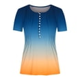 thumbnail image 4 of Fiudx Liquidación de Ahorros de Verano Moda Mujer Verano Casual Impresión Manga Corta Cuello En V Blusa Superior Camiseta, 4 of 5