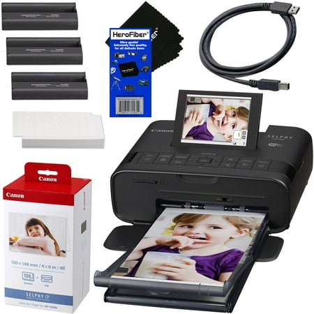 Canon SELPHY CP1300 Wireless Compact Photo Printer (Black) + Canon KP-108IN Color Ink Paper Set (Produces up to 108 of 4 x 6