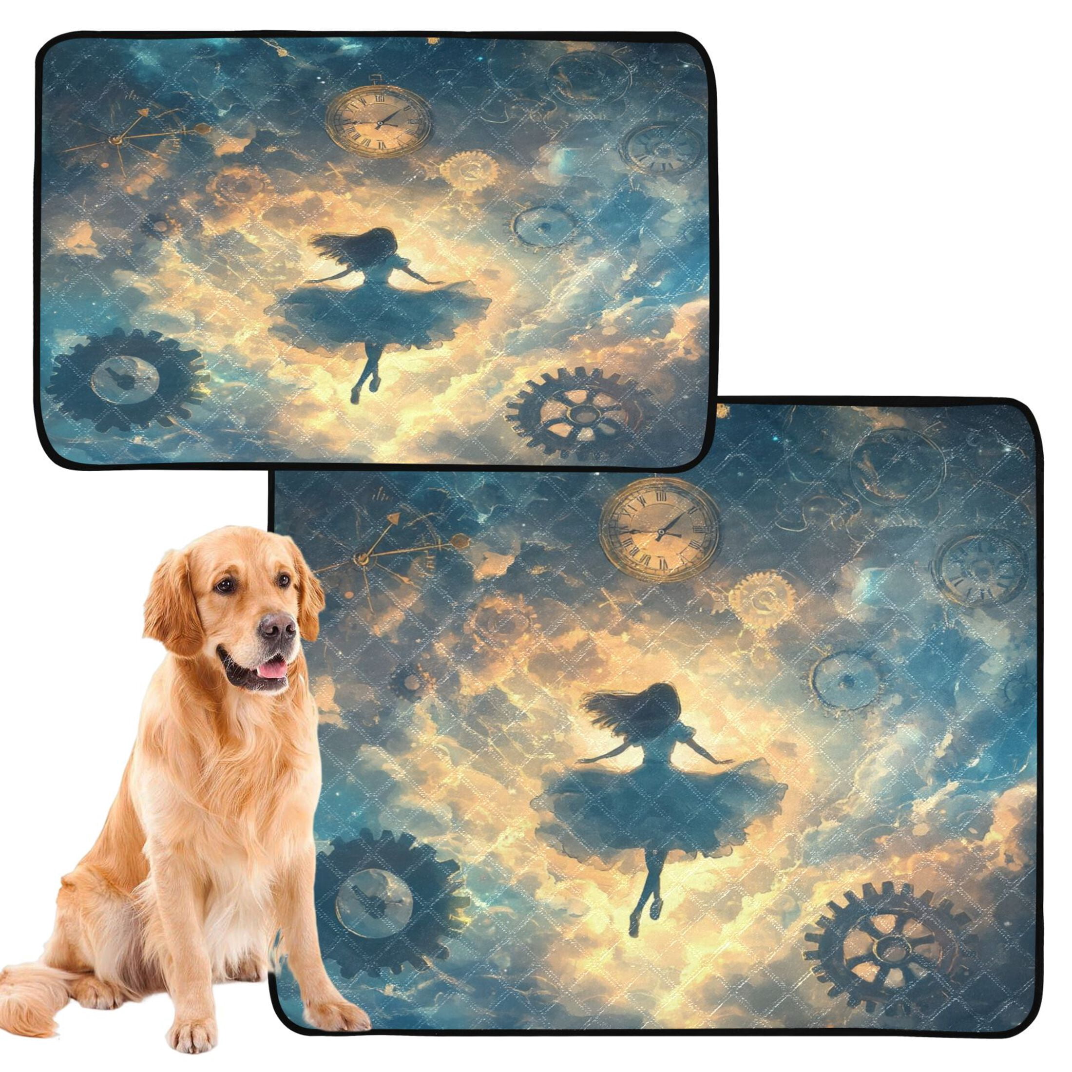 Qxltty World Of Clocks Cat litter Pads Pet Set of 3 Diaper Mats Center Anti-leakage Layer Absorbent Soft and Comfortable