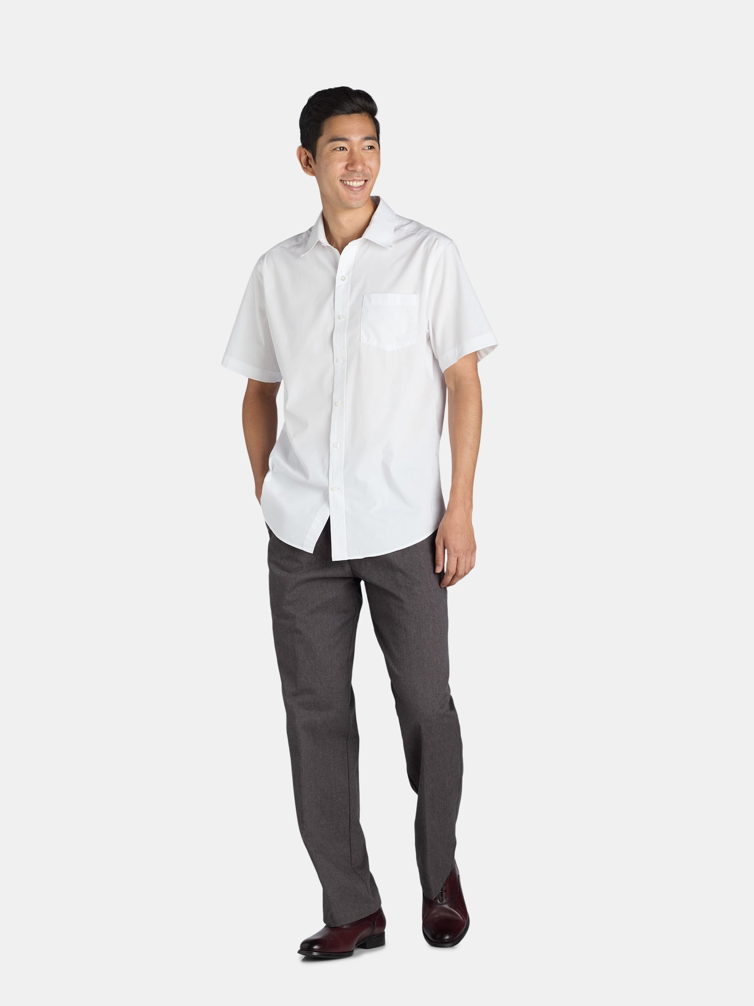 George Men's & Big Men's Classic Fit Dress Shirt with Short Sleeves, Sizes S-3XL