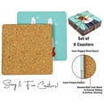 thumbnail image 4 of Inkdotpot Set of 6 Drink Coasters DecorativeNon,SlipCork Base4-inch Square PrintedCoastersEasy Clean- Winter Animals, 4 of 8
