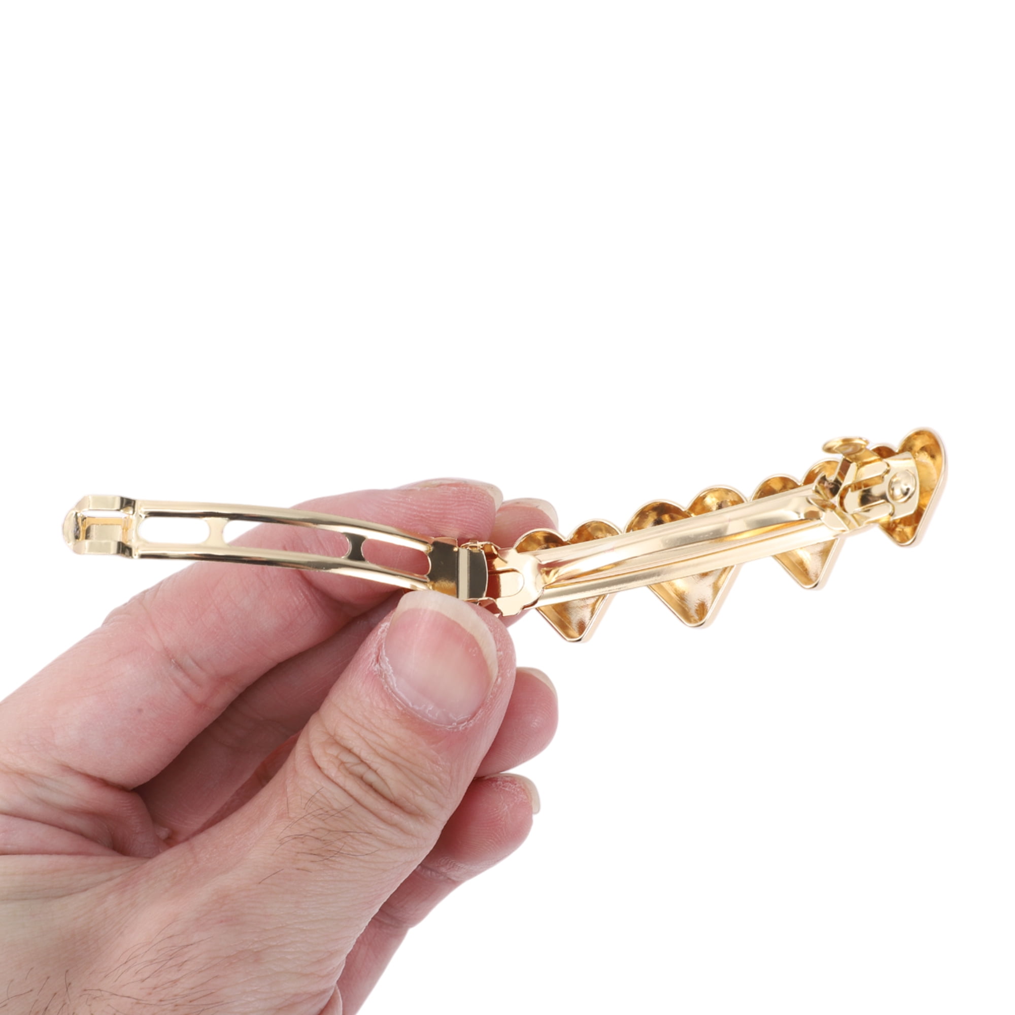 Unique Bargains Fashion Heart Home Use Hair Clips Gold Tone