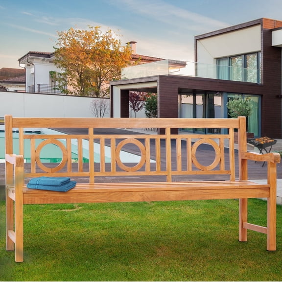 Teak Wood Triple-O Outdoor Patio & Garden Bench, 6 Foot