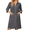 Dark Grey, variant on Zipper Robes for Women 3/4 Sleeve Housecoats Knee Length Bathrobe Lightweight Nightgown with Pockets