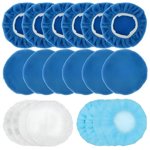 ACDANC 20Pcs Car Buffer Polisher Pad 5-6inch Soft Microfiber Polishing Bonnets Car Waxing Cover Kit Durable Auto Waxer Pad with Woollen Polishing Bonnets for Waxing Polishing