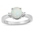 thumbnail image 2 of Star K � 3 Three Stone Round Genuine Opal Classic Engagement Promise Ring, 2 of 9