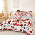 thumbnail image 3 of Castle Fairy Cartoon Fire Truck Bedding Comforter Set 7 Pieces for Teens, Firefighter Seamless Full Bedding Set for Toddler Bedroom, Red White,Grey Reversible, 3 of 7