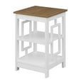 thumbnail image 2 of Table d'Appoint Carrée avec Étagères en Bois Blanc avec Finition Dessus en Bois Flotté, 2 of 7