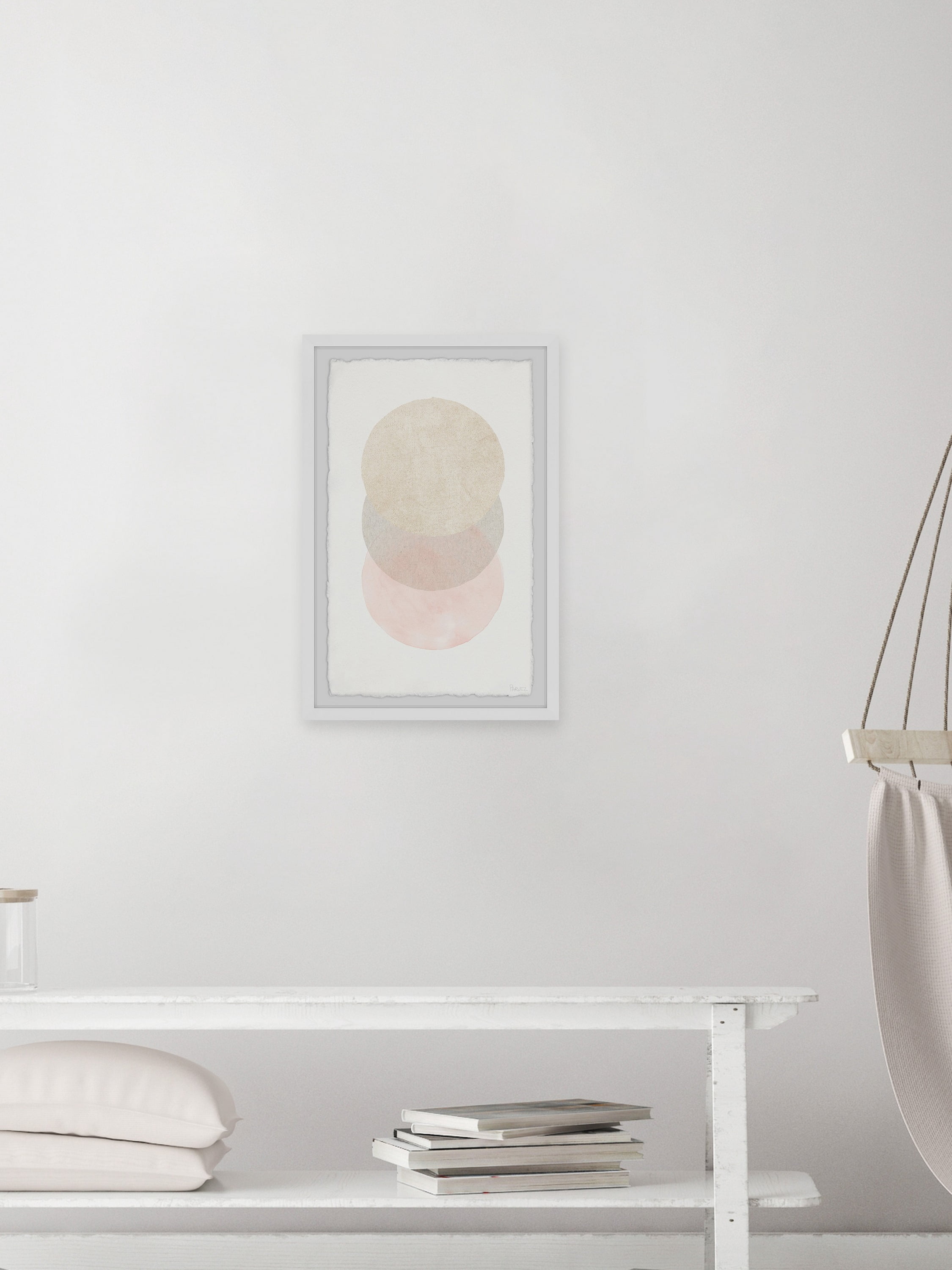Parvez Taj Triple Cream Circles Framed Wall Art