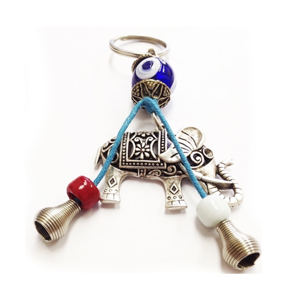 Turkey Blue Evil Eye Elephant Keychain Key Chain Ring Amulet Pendant Lucky Charm 