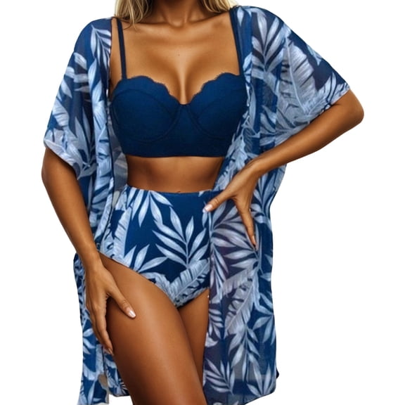 Swimming Suits for Women Bikini Sets Floral Print Tankini Swimsuit for Two Piece Bikini With Cover Up Beach Swimwear