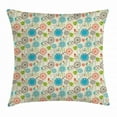 thumbnail image 1 of Floral Throw Pillow Cushion Cover, Retro Doodle Stylish Flower Field Dandelions Daisy Birds Circles Cheerful Image, Decorative Square Accent Pillow Case, 20 X 20 Inches, Multicolor, by Ambesonne, 1 of 2