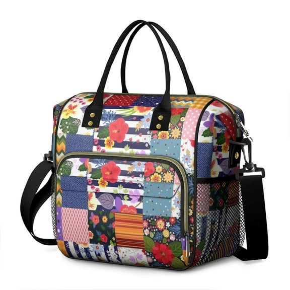 Pioneer Flower Floral Print Pattern Womens Lunch Box for Work,Insulated Large Lunch Bag for Tween and Teen,Loncheras Para Mujer,Leakproof Adult Lunch Bag for Work,Beach,Travel,Picnic,Camping