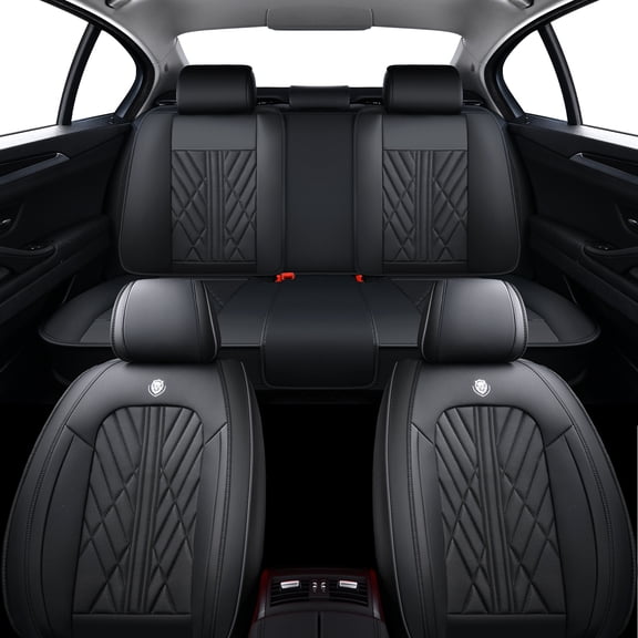 Car Seat Cover for Toyota Camry 2022, Black Car Seat Covers, Premium Leather Full Set of 5 Seats Anti-Slip Lining Suitable for All Seasons, Airbag-Compatible