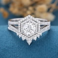 thumbnail image 2 of Silvago Jewel Prong Set 1.8 Ct Round Cut Lab Created Diamond Ring - 14K White Gold Over Ring - Bridal Stacking Engagement Diamond Ring - Double Halo Engagement Wedding Multi Stone Rings for Women's, 2 of 7