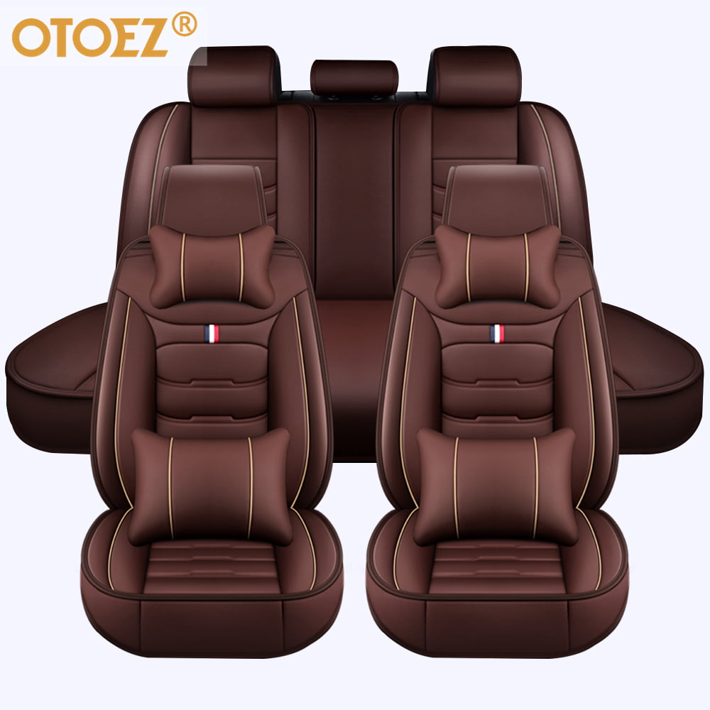 OTOEZ Car Seat Covers Full Set Leather Front and Rear Bench Backrest