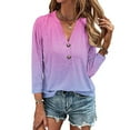 thumbnail image 2 of Enjoytime Blouse Tops for Women Gradient Color V Neck Button Down Blouses Lounge Baggy Tunics Business Work Pullover Women's Shirts Tops, 2 of 5
