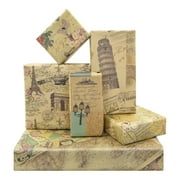 Vintage Shabby Chic PresNok French Paris Eiffel Tower Arc Leaning Tower of Pisa Bicycle Butterfly Rose Maps Kraft Wrapping Paper Folded Flat 6 Sheets: 23sq. ft. ttl-Anniversary Wedding Gift Wrap