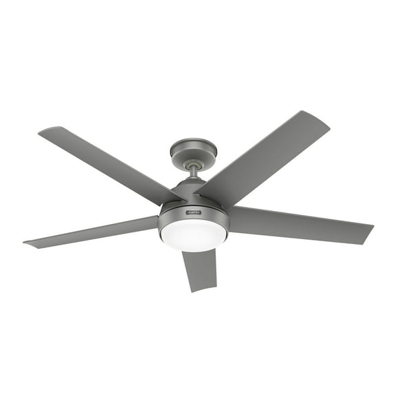 Restored Hunter Fan 52 inch Matte Silver Indoor/Outdoor Ceiling Fan with Lights for Farmhouse, Patio, Bedroom, Living Room, Office, Basement, Kitchen (Refurbished)