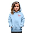 thumbnail image 2 of Mfakffe Girls Hooded Sweatshirt Cute Bow Print Long Sleeve Pullover Hoodie Casual Loose Fit with Front Pocket for Spring Fall, 2 of 5
