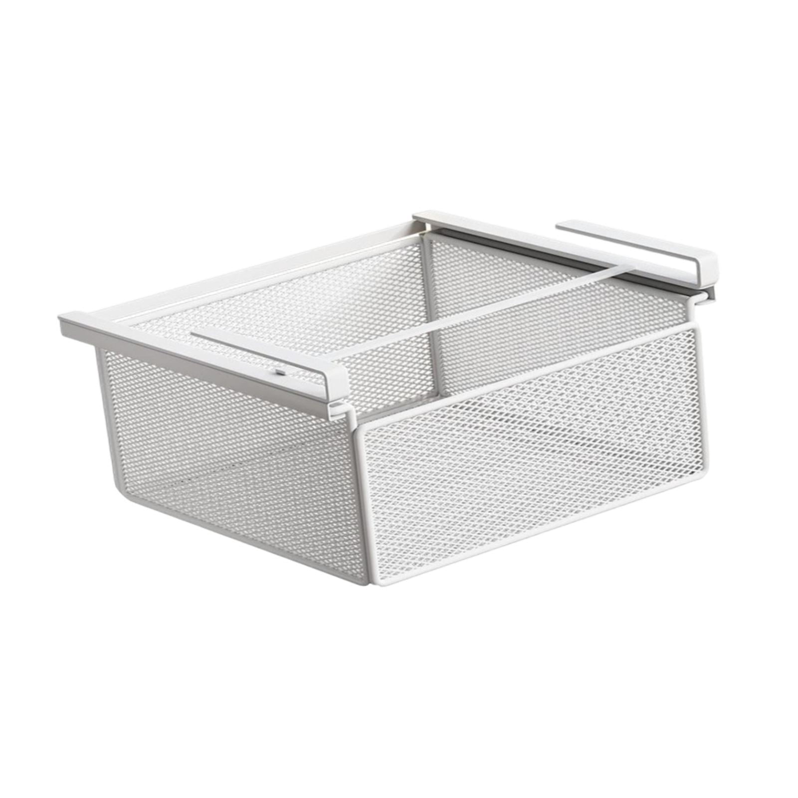 Baoblaze Removable Under-Shelf Storage Basket, Hanging Under-Desk Organizer, Drawer Tray, White