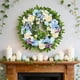 thumbnail image 3 of Anillo De Plástico Corona de Pascua azul para puerta de entrada, decoración primaveral con flores artificiales y vegetación (1 unidad) JASKFLY, 3 of 8
