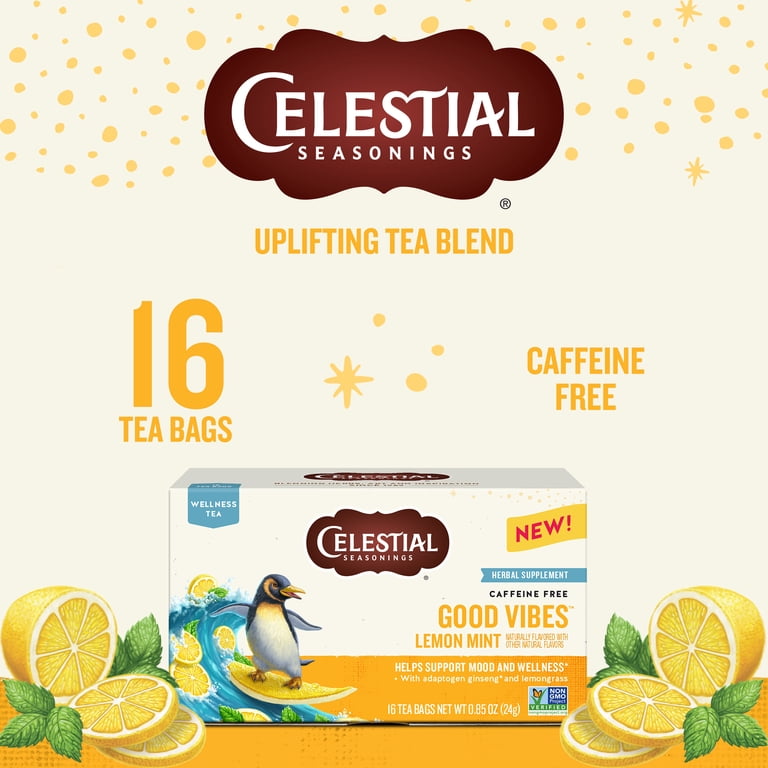 Celestial Seasonings Wellness Good Vibes Lemon Mint Herbal Tea