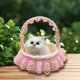thumbnail image 4 of Cesta de flores con forma de gato de imitación, juguetes personalizados para niños, decoración acogedora para el hogar, adornos con botón de apertura, juguetes para gatos de 3 años o más., 4 of 7