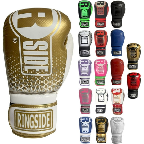 Ringside Apex Bag Boxing Gloves, IMF-Tech with Secure Wrist Support, White/Gold, L/XL
