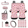 thumbnail image 6 of Jeiento Cute Strawberry Full Set Car Seat Cover Front and Back Include Trash Bin/Seat Belt Covers/Steering Wheel Covers/Air Vent Phone Holder/Rearview Mirror Cover/Coaster/Keychain 15 Piece, 6 of 6