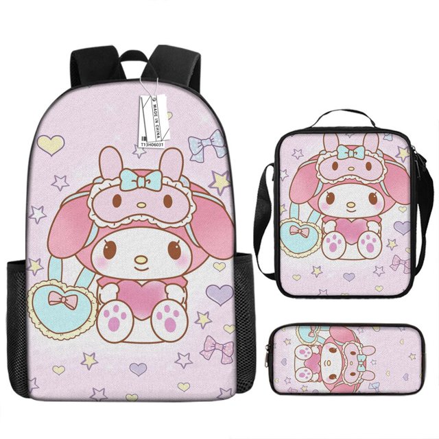 unids/set niños Sanrio Hello Kitty mochila estuche para lápices bolso cruzado arnés de cojín de aire impermeable protección de la columna vertebral mochila escolar hola suerte unisex