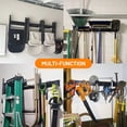 thumbnail image 6 of Garage Storage System with 6 Adjustable Hooks and 3 Heavy Duty Tracks, Black Wall Mount Tool Organizer Rack for Garden Tools, 6 of 6