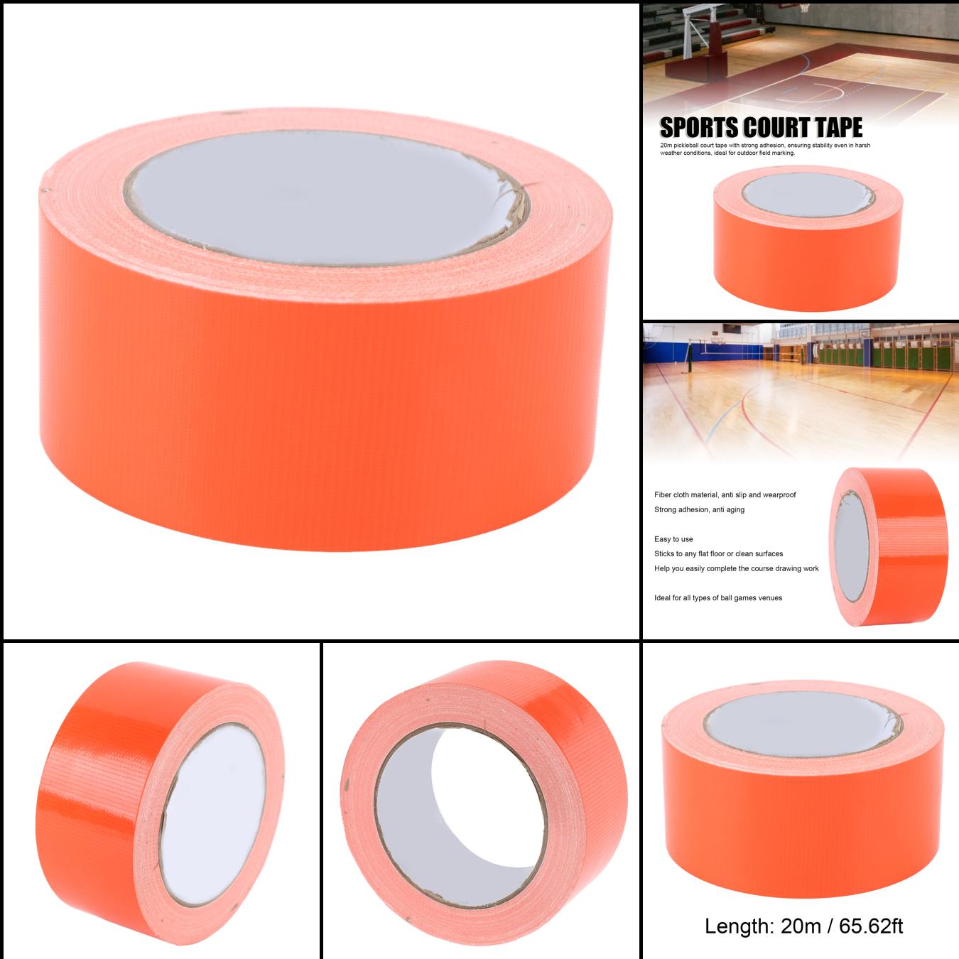 Fiber Cloth Court Marking Tape, Safe, Abrasion Resistant, 20m, Perfect for Temporary or Permanent Lines