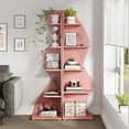 thumbnail image 5 of Tribesigns Corner Shelf, Modern 5-Tier Corner Bookcase Storage Rack with Unique Shape for Living Room (Pink), 5 of 5