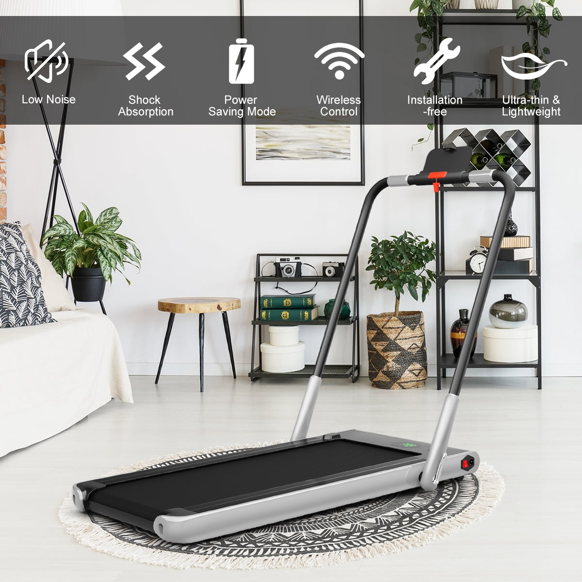Gymax 2.25HP Under Desk Electric Pad Treadmill Running Machine Silver