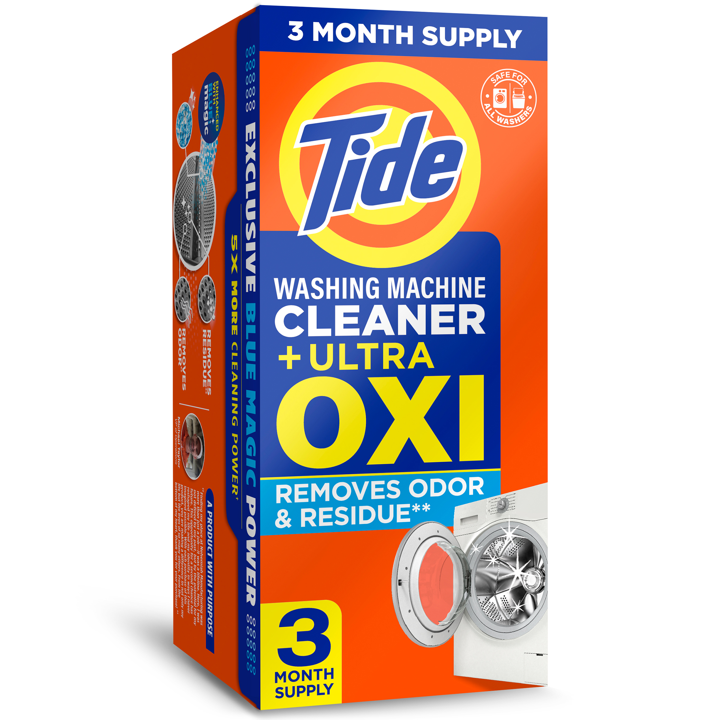 Tide Washing Machine Cleaner, Washer Machine Cleaner with Oxi for Front and Top Loader Washer Machines, Deep Cleaning Odor Eliminator, 3 Month Supply