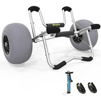 Bonnlo Kayak Beach Cart with Balloon Wheels Canoe Dolly Foldable Paddle Board Boat Cart CarrierTrolley Transport with 12" Big Balloon Wheels, Free Pump, 2 Ratchet Straps- Perfect for Soft Sand