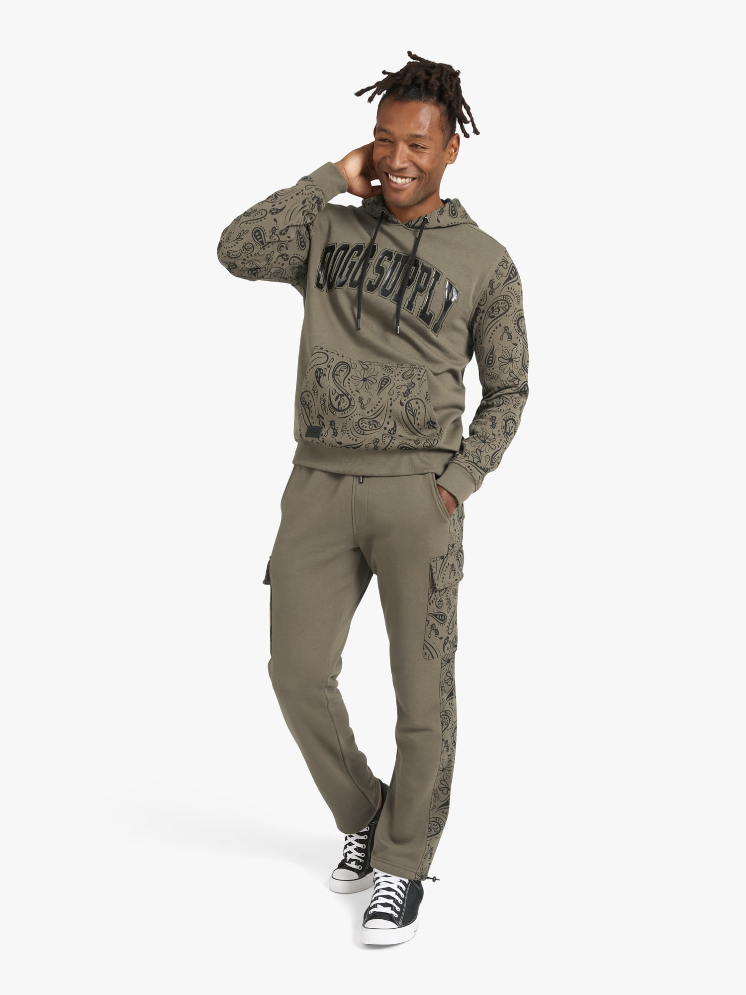 Dogg Supply by Snoop Dogg All-Gender Men's and Women's Paisley Colorblocked Fleece Hoodie, Sizes XS - 3XL