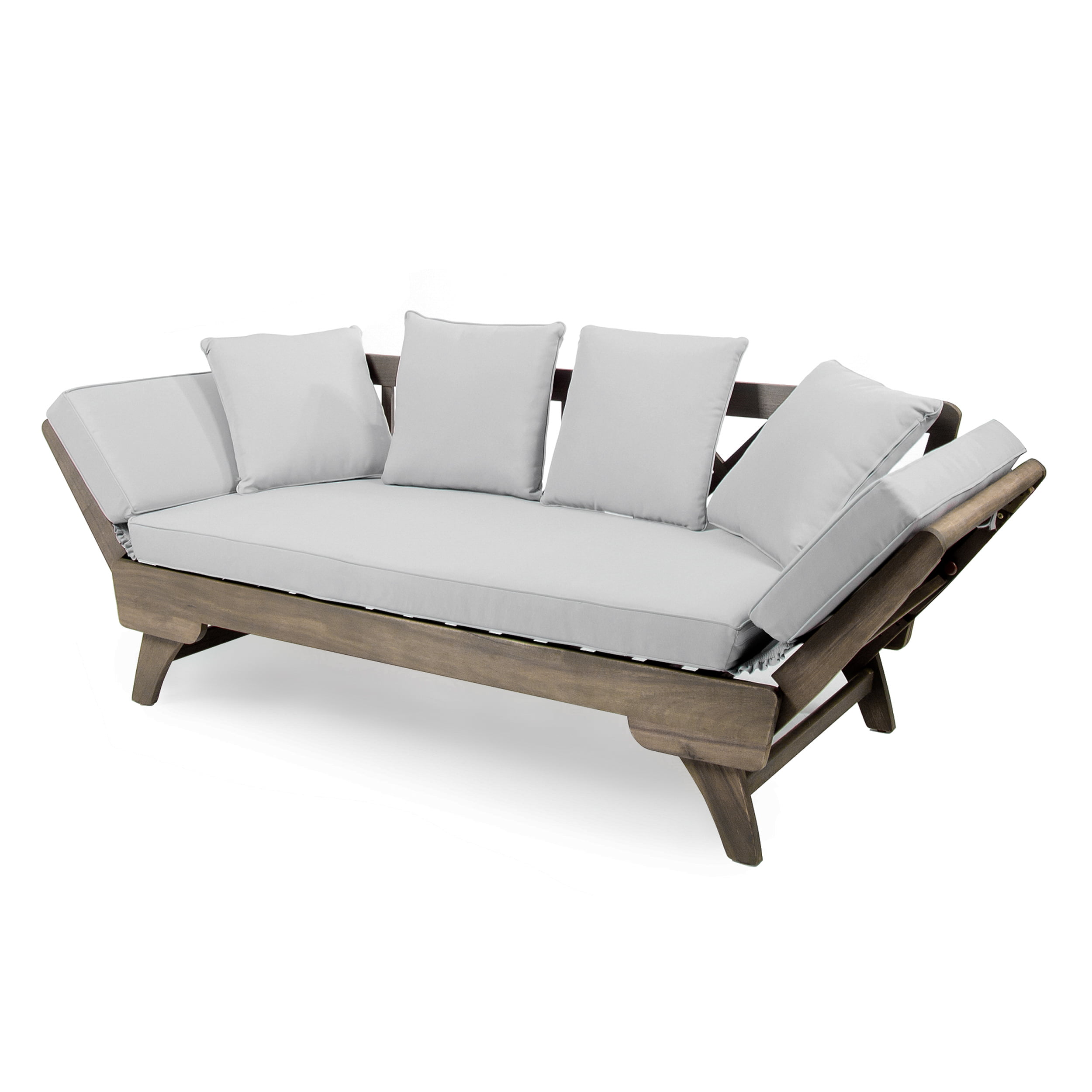 Othello Outdoor Grey Finished Acacia Wood Daybed With Light Grey Water Resistant Cushions Walmart Com Walmart Com