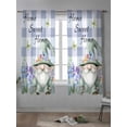 thumbnail image 4 of Spring Gnomes Curtains 72 Inch Length, Sheer Curtains for Bedroom Living Room Window Botanical Flowers Purple Buffalo Plaid Rod Pocket Voile Drapes Kitchen Curtains Small Half Window 52"x72" 2 Panels, 4 of 6