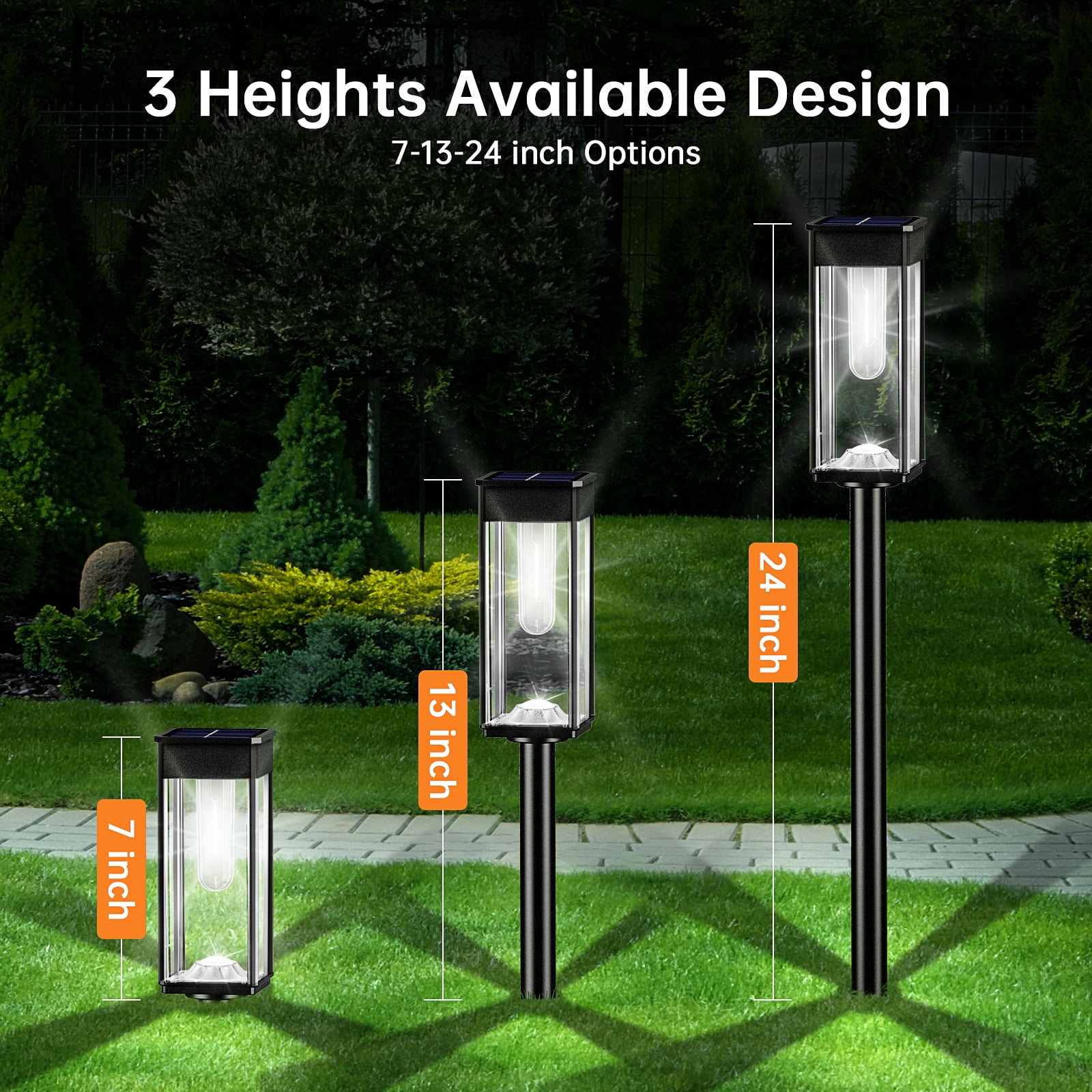 BITPOTT Solar Pathway Lights Outdoor 6 Pcs Cool White Solar Powered Landscape Lighting for Yard Walkway