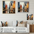 thumbnail image 4 of Designart "Midcentury Metropolis Blue Grey Vision II" Mid-century Floater Framed Canvas Wall Art, 4 of 7