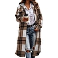 thumbnail image 2 of SYwaren Women's Zip-Up Tweed Jacket Lapel Irregular Plaid Long Sleeve Woolen Cardigan with Chest Pocket Outerwear Top, 2 of 8