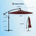 thumbnail image 3 of MAROUTE 10FT Cantilever Umbrella with Solar LED – Infinite Tilt, UV & Wind Resistant, Cross Base, Claret, 3 of 7